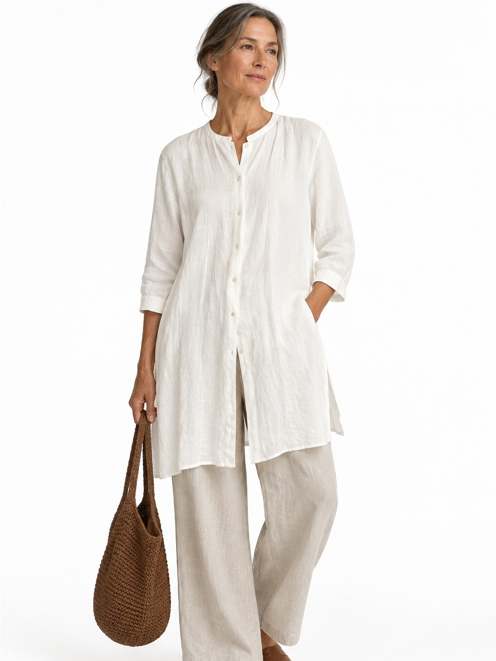 Eileen Fisher 100% Irish Linen Long Tunic